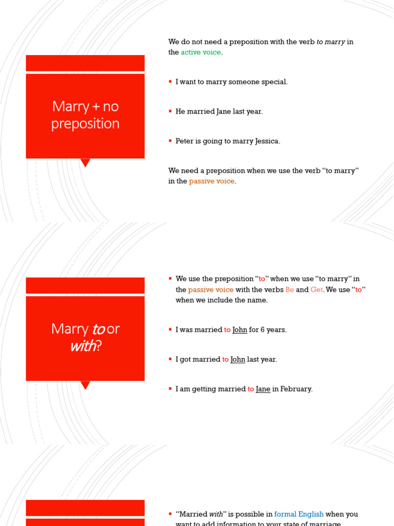 Marry + No Preposition-Unit11 | PDF