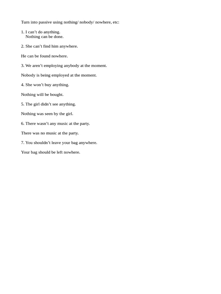 Passive Voice Transformations Guide | PDF