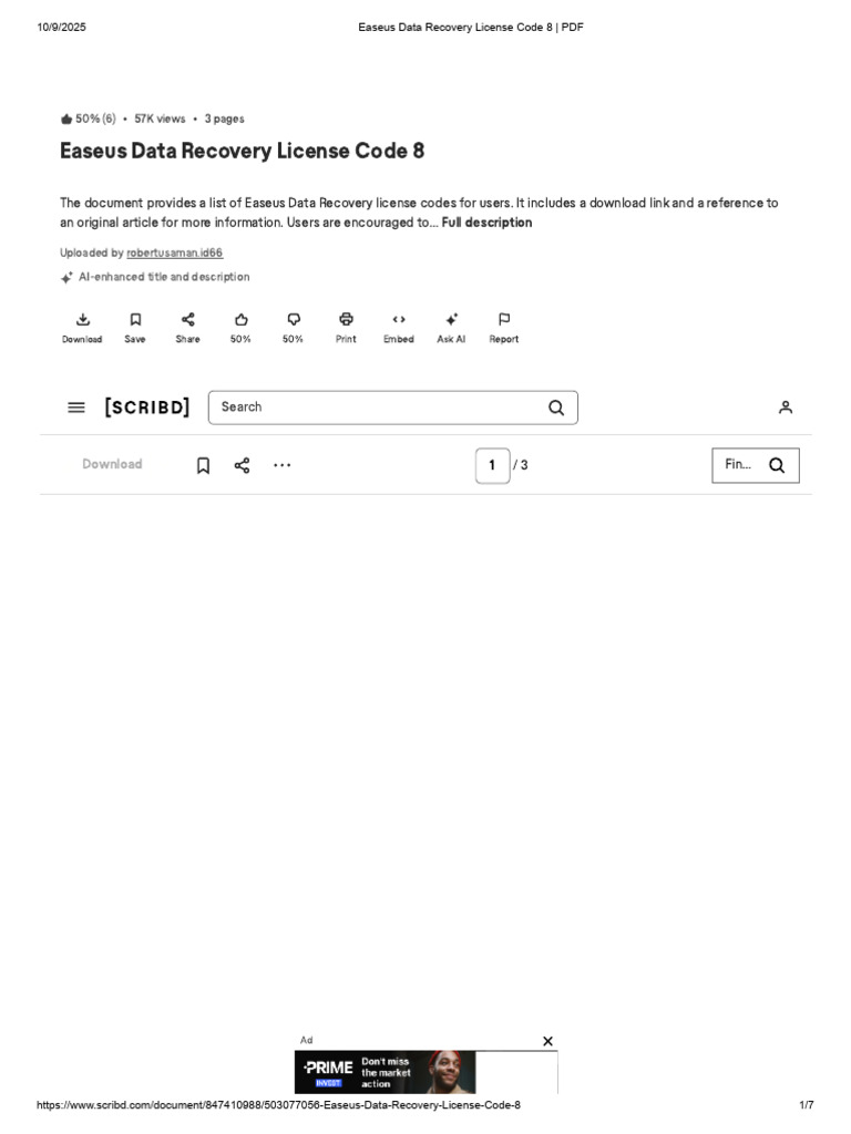 Easeus Data Recovery License Codes 2025 | PDF | Scribd | Digital Technology