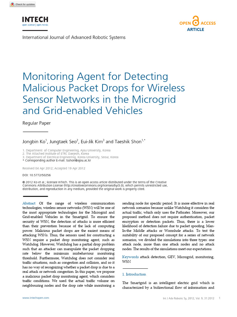 Malicious Packet Drop Detection in WSN | PDF | Wireless Sensor Network ...