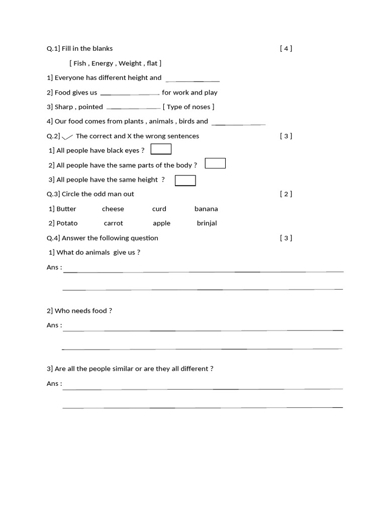 Class 2 EVS Worksheet Activities | PDF