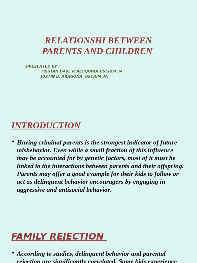 Relations Between Parents and Children | PDF | Family | Psychological ...