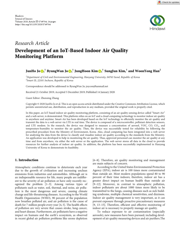 IoT Indoor Air Quality Monitoring System | PDF | Internet Of Things ...