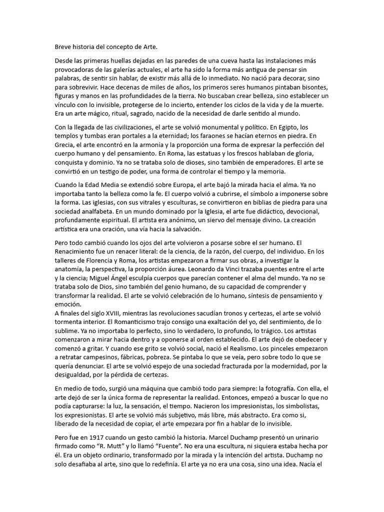 Evolución del Arte a Través de la Historia | PDF | Escultura | Arte de ...