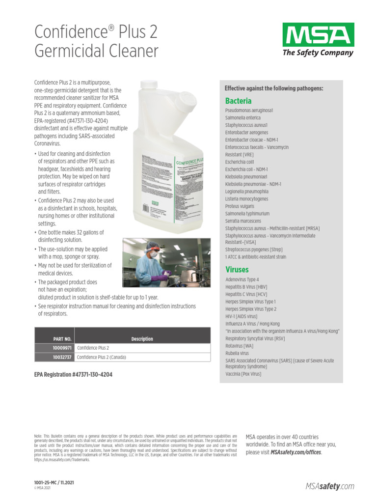 Confidence Plus 2 Germicidal Cleaner | PDF | Disinfectant | Pathogen