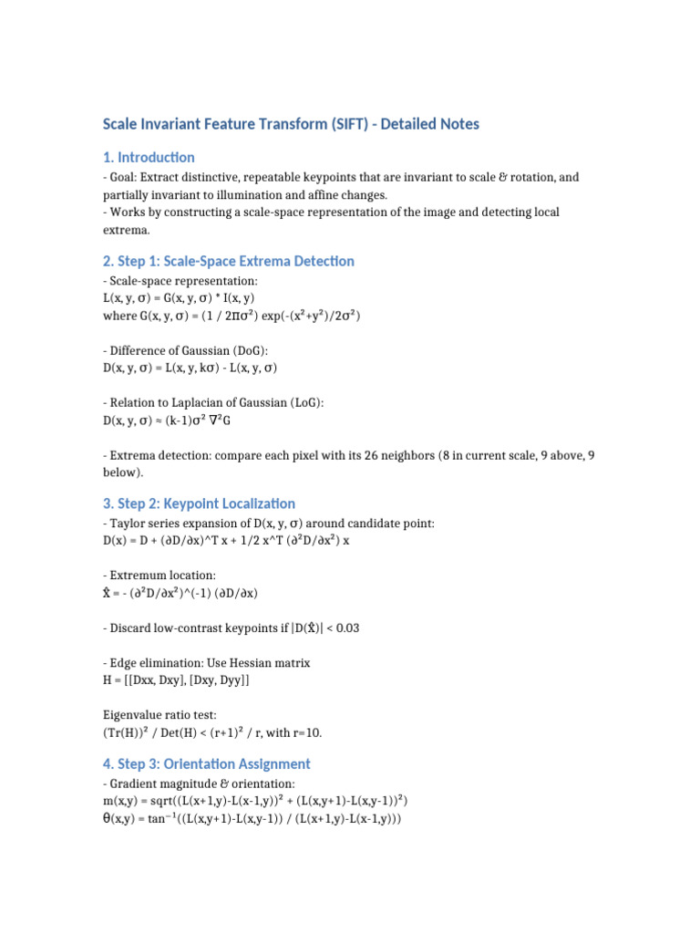 SIFT: Keypoint Detection & Description Guide | PDF | Image Processing ...