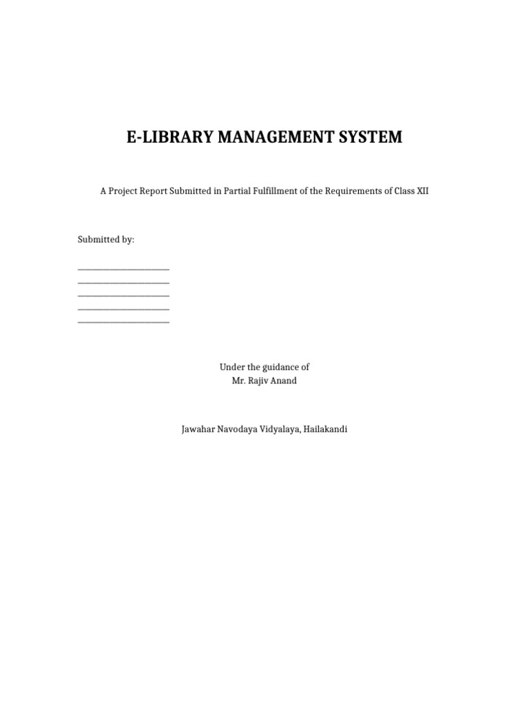 E-Library Management System Project JNV Hailakandi | PDF | Digital ...
