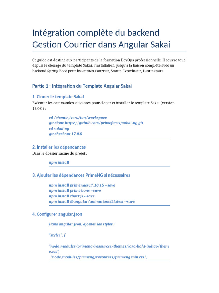 Intégration Angular Sakai avec Spring Boot | PDF | Programmation ...