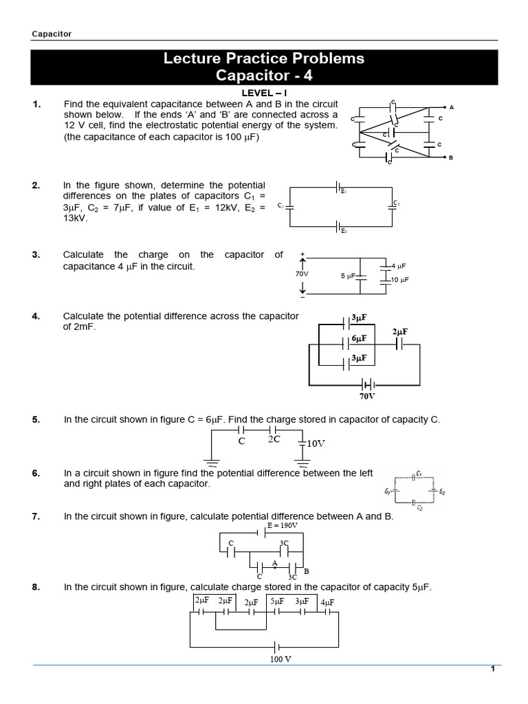 Capacitor Practice Problems and Solutions | PDF | Capacitor | Capacitance