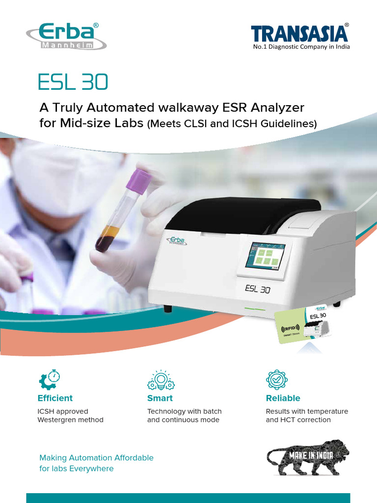 Automated ESR Analyzer ESL 30 | PDF | Medicine | Clinical Medicine