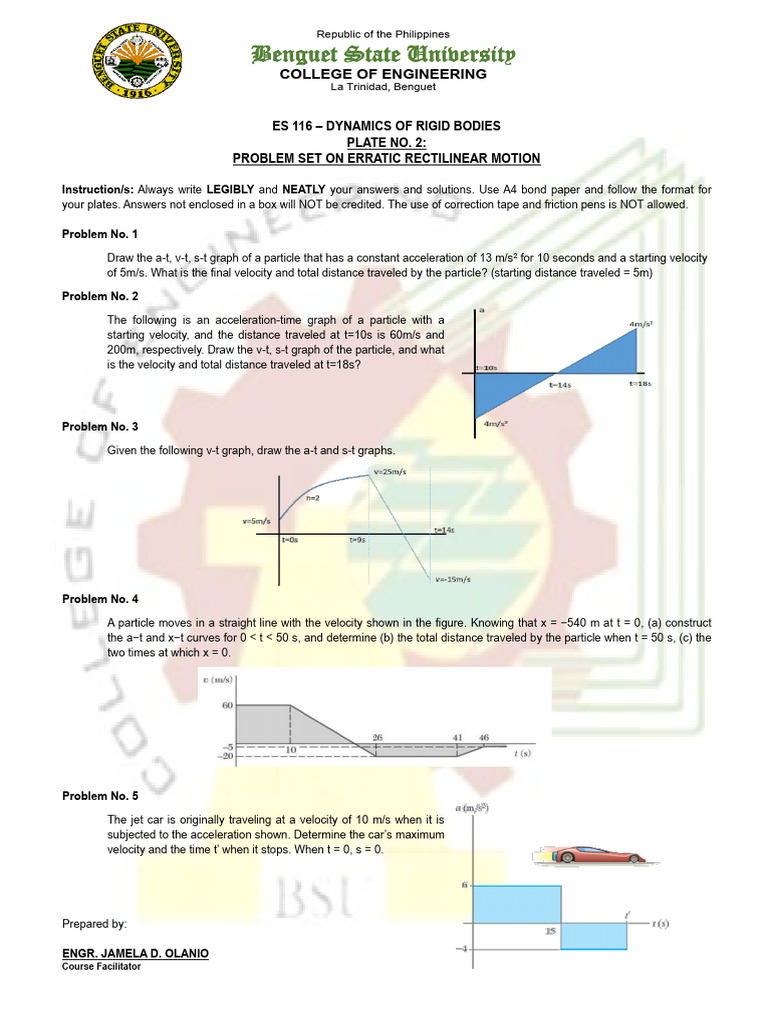 Erratic Rectilinear Motion Problems | PDF