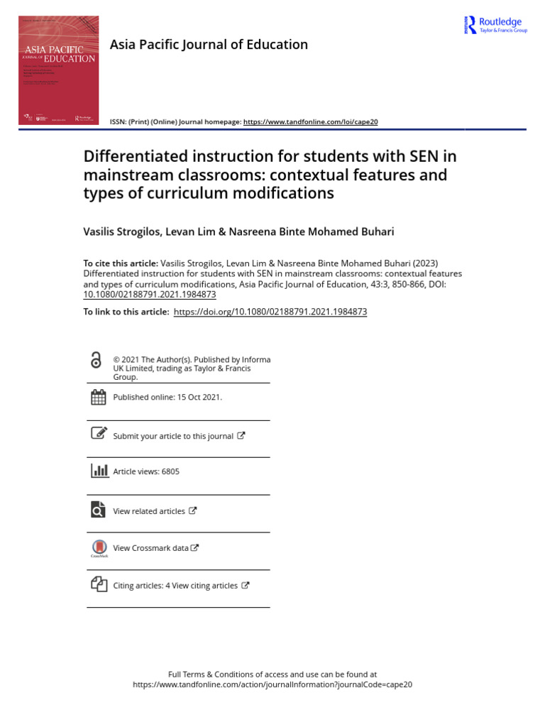 Differentiated Instruction For Students With SEN in Mainstream ...