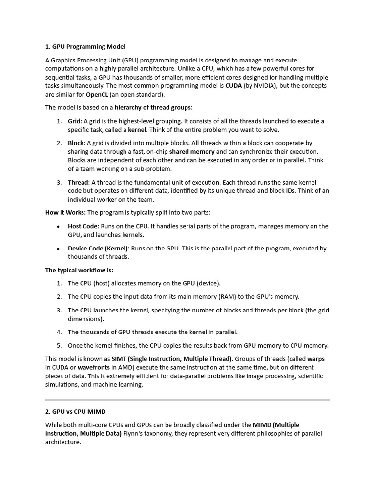 GPU Programming Models Explained | PDF | Graphics Processing Unit ...