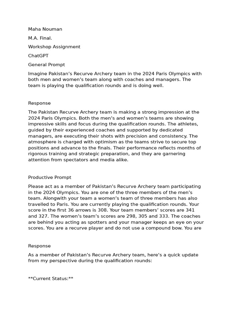 Maha Nouman Workshop Assignment | PDF | Archery | Arrow