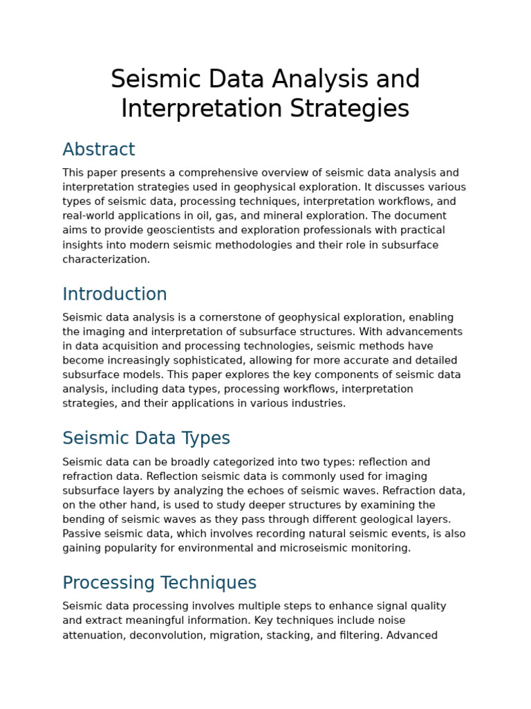 Seismic Data Analysis Strategies | PDF | Reflection Seismology | Seismology
