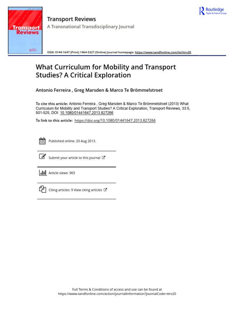 Curriculum for Mobility Studies Explored | PDF | Holism | Methodology