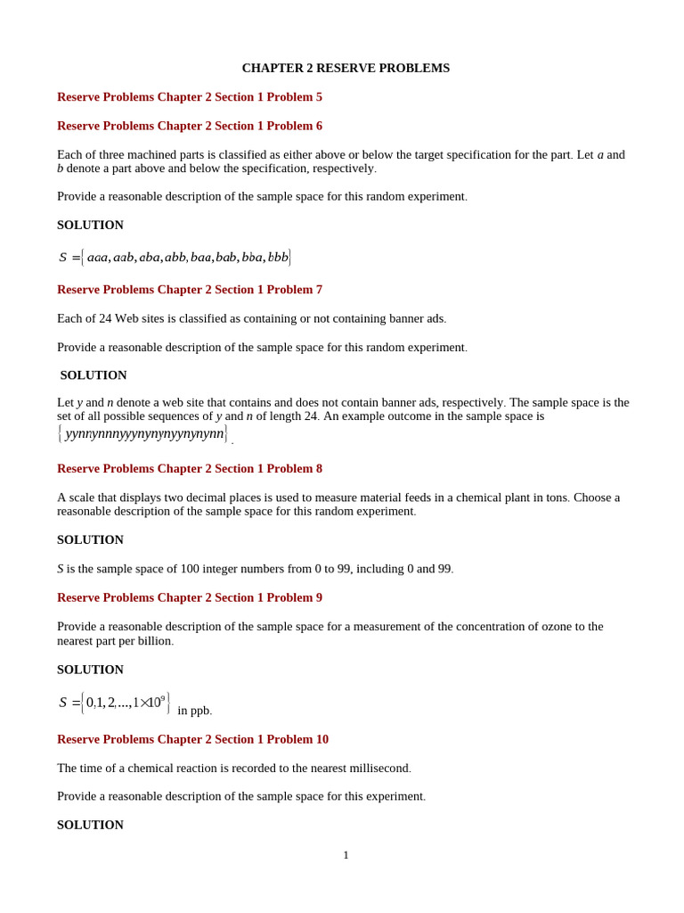 View of Reserve Problems: Sample Space Analysis | PDF | Permutation | Bit