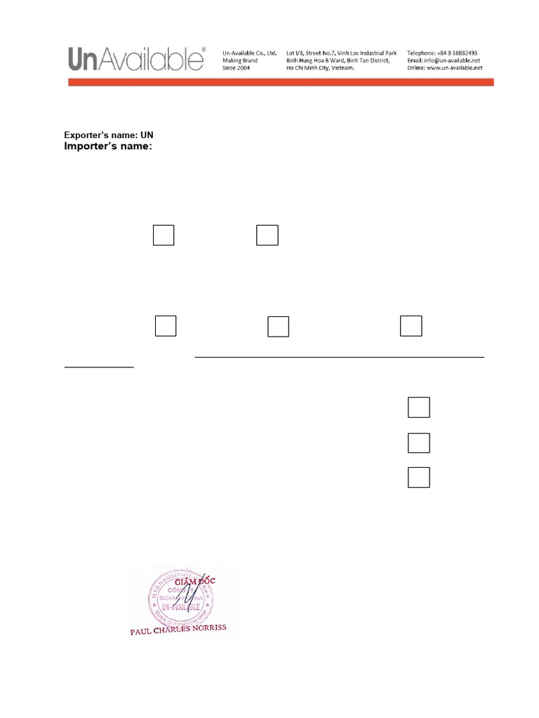 Annual Packing Declaration Template | PDF