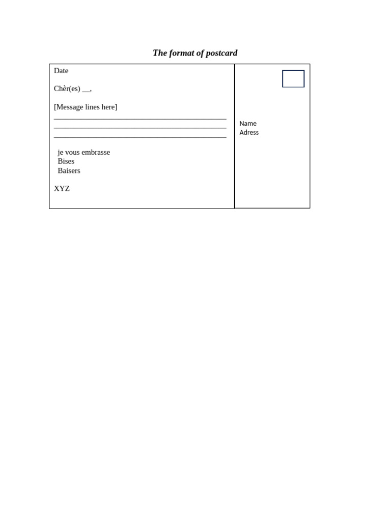 The Format of Postcard | PDF