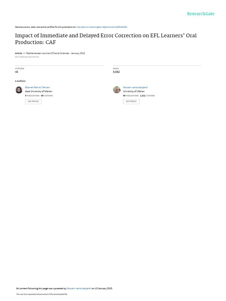 Pronunciation Feedback for EFL Learners | PDF | Fluency | Second Language