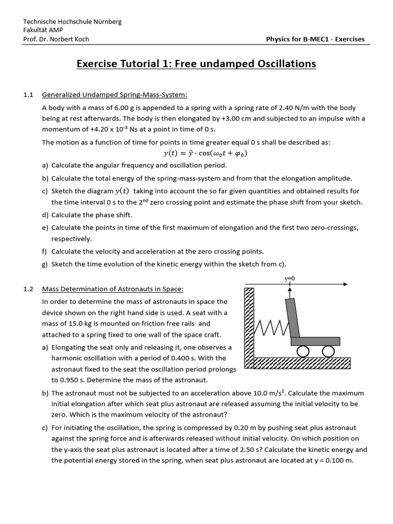 Exercise Tutorial 1 Free Undamped Oscillations | PDF | Oscillation ...