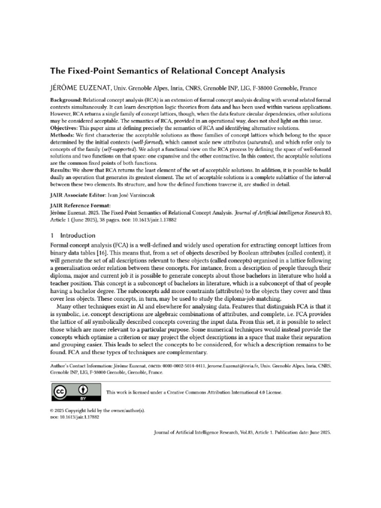 The Fixed-Point Semantics of Relational Concept Analysis | PDF