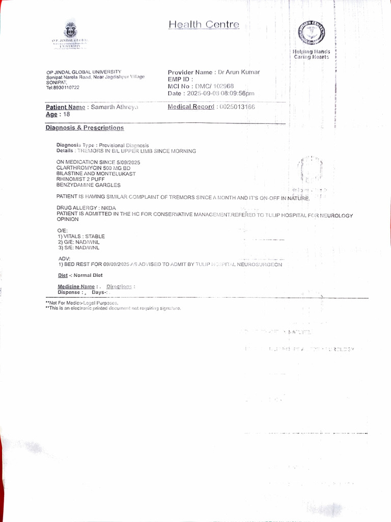 Patient Diagnosis and Treatment Summary | PDF | Health Care | Medicine