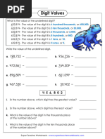 Value of Underlined Digits Worksheet | PDF