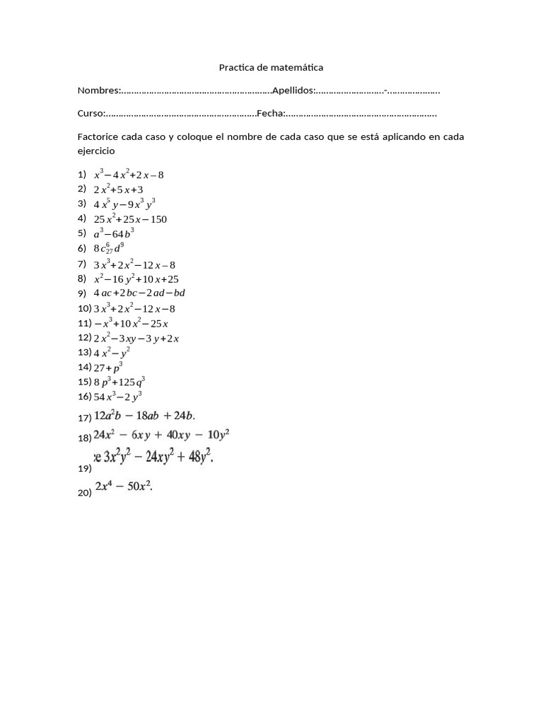 Practica de Matemática | PDF
