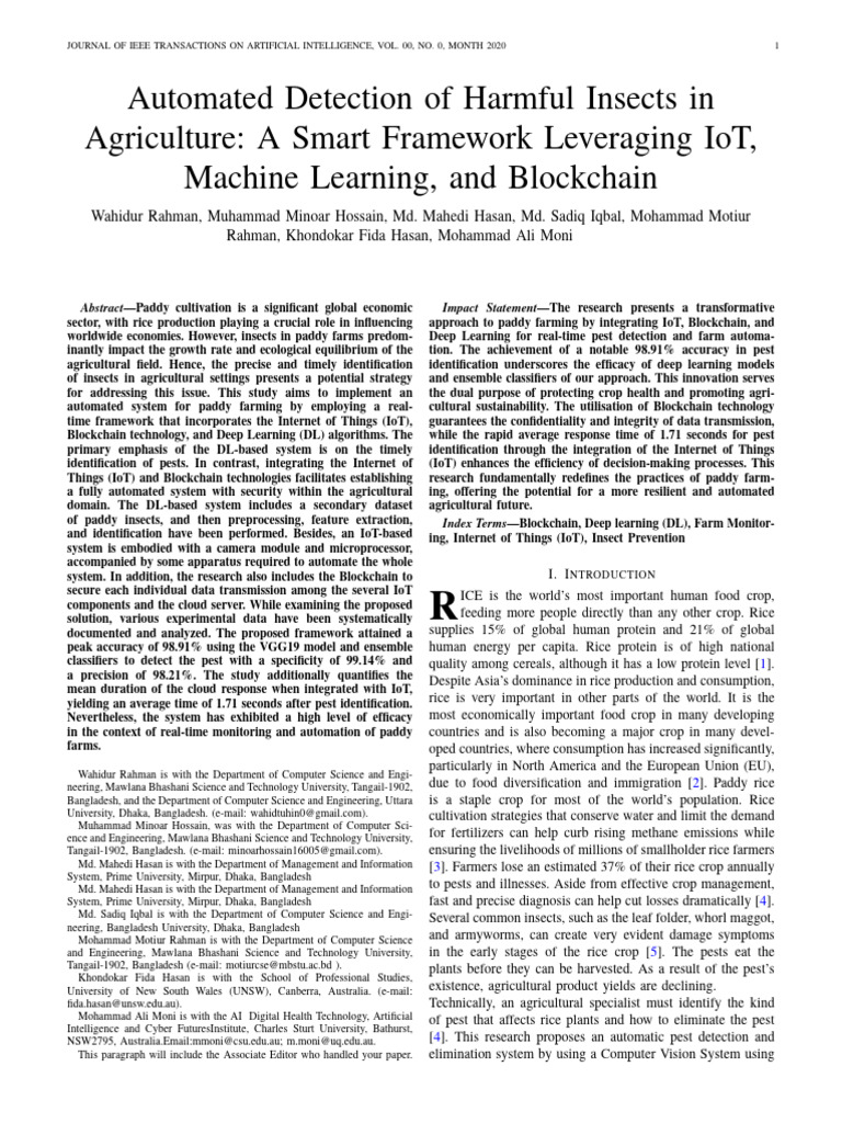 IoT and AI for Pest Detection in Paddy Farming | PDF | Internet Of ...