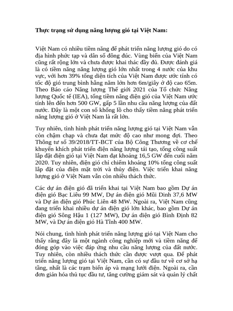 TH C TR NG S D NG Năng Lư NG Gió | PDF