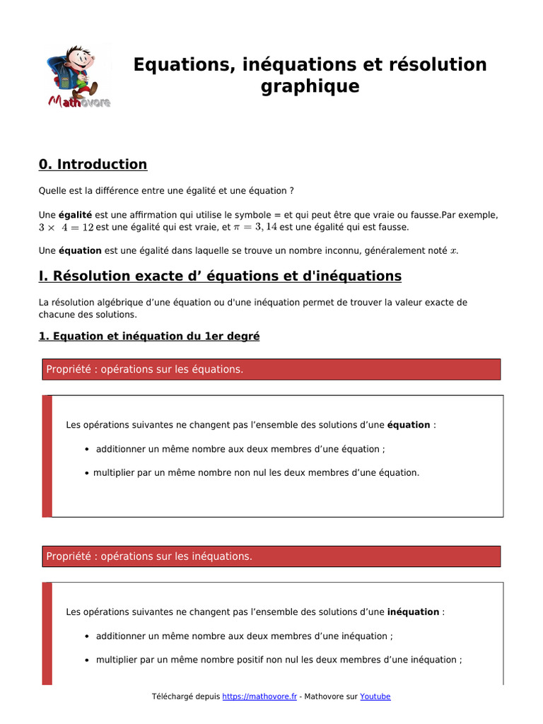 Résolution d'équations et inéquations | PDF | Équations | Mathématiques