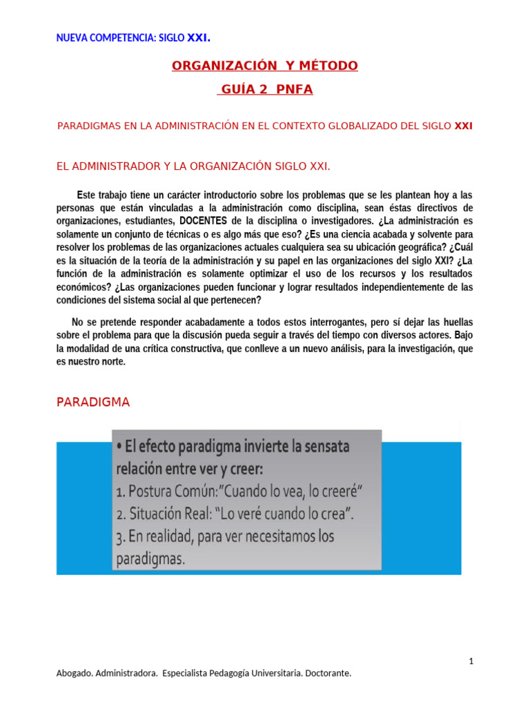 Paradigmas de Administración en el Siglo XXI | PDF | Paradigma | Pedagogía