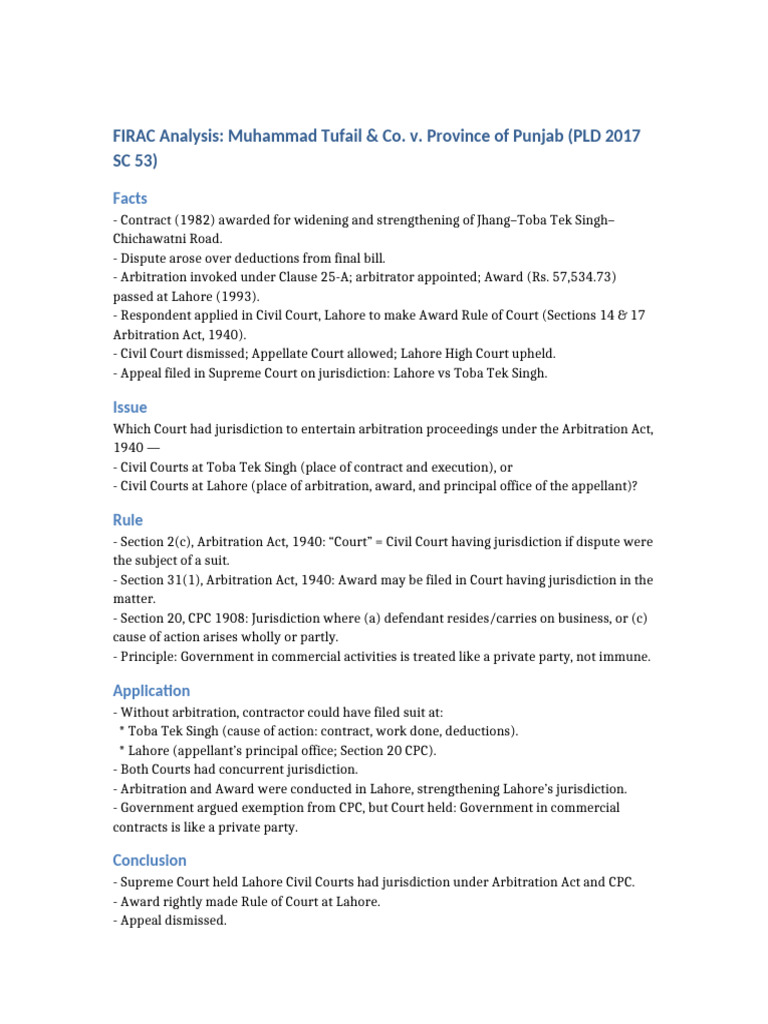FIRAC Muhammad Tufail Case | PDF