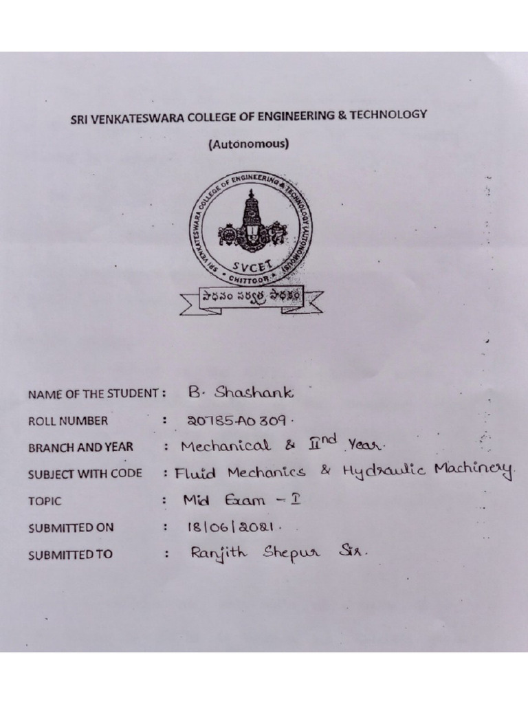 FM & HM Mid Exam | PDF