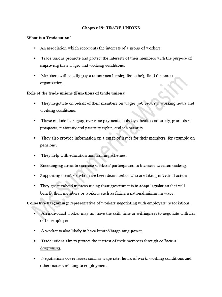 Understanding Trade Unions and Their Roles | PDF | Trade Union | Strike ...