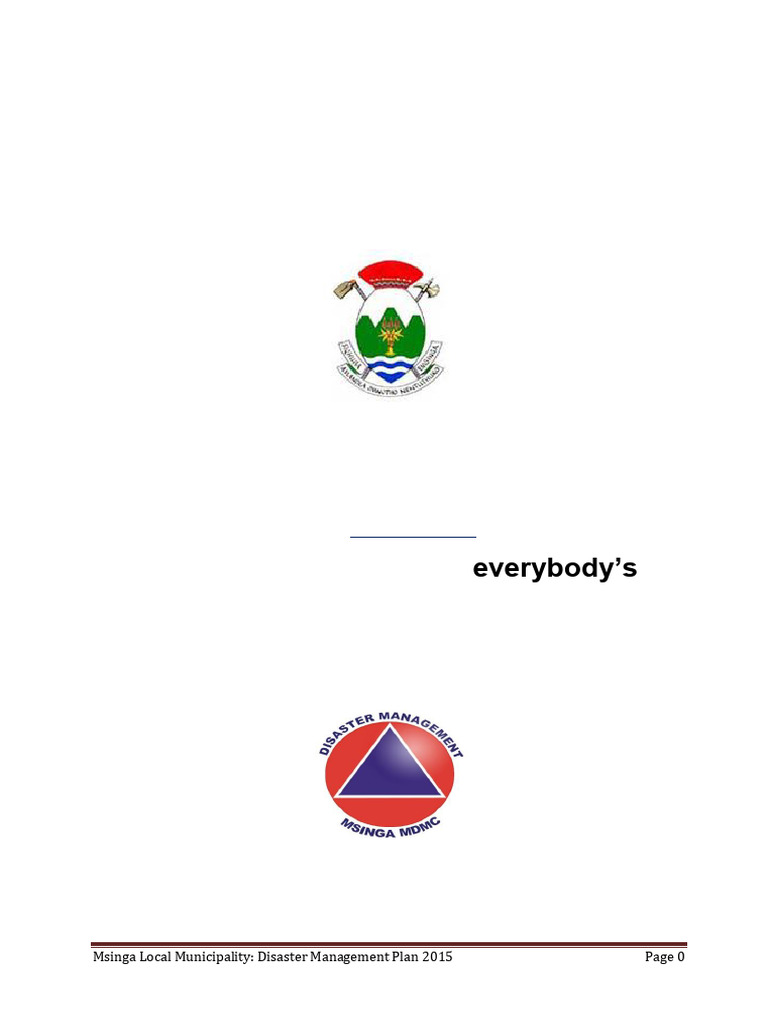 Msinga Municipality Disaster Management Plan | PDF | Hazards | Disaster ...