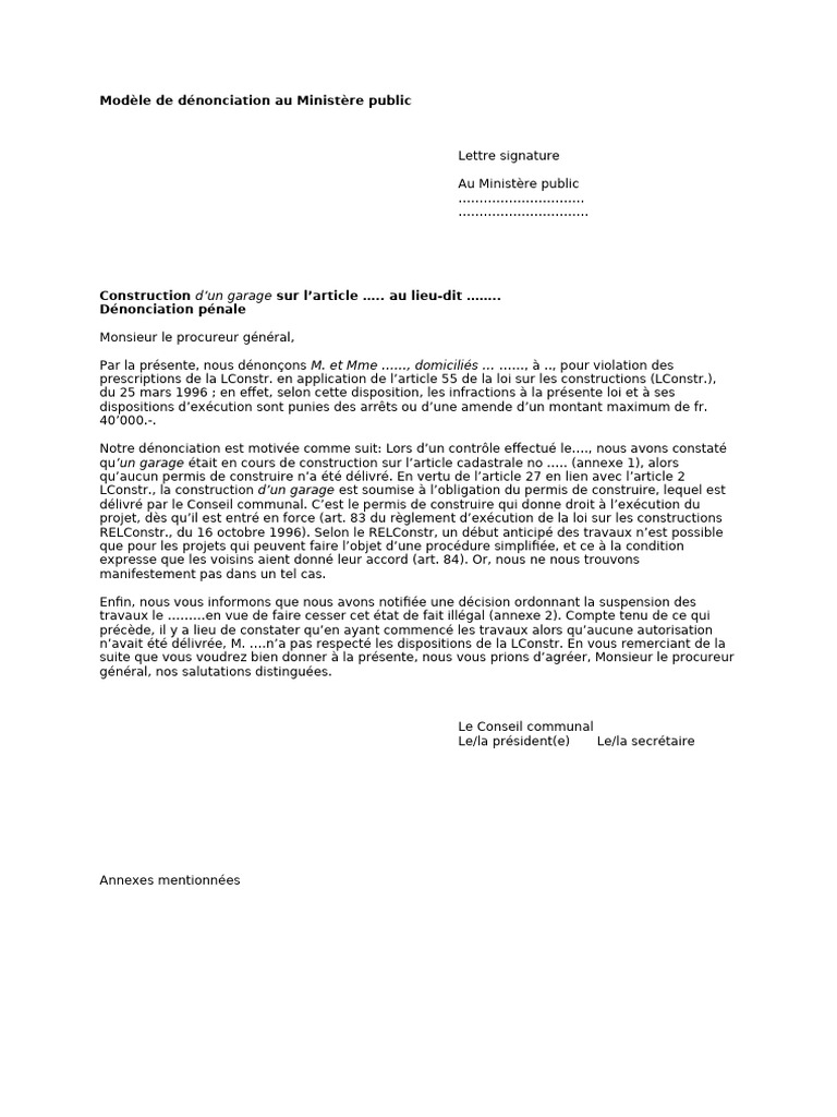 Dénonciation de construction illégale | PDF
