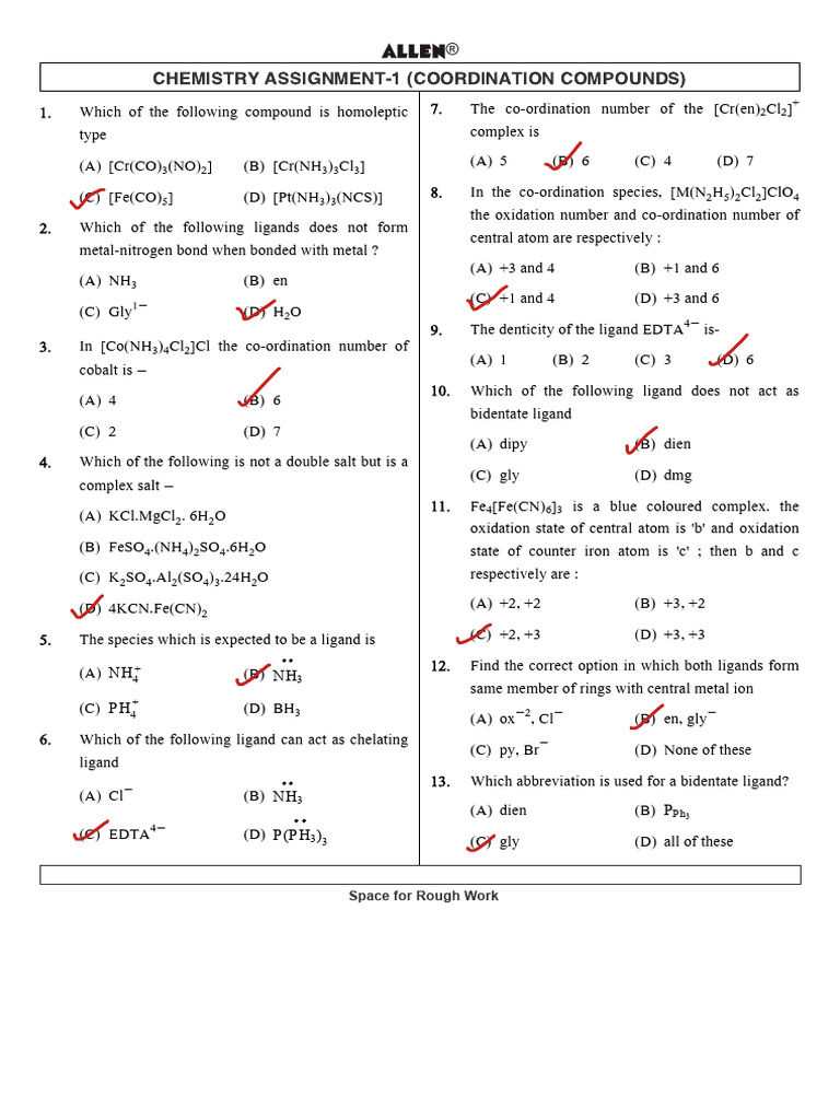 Coordination Compounds Quiz Questions | PDF | Coordination Complex | Ligand