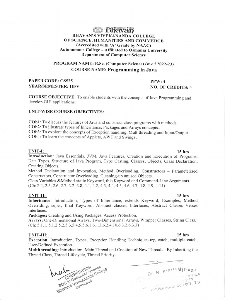 Programming in Java B.SC CS SEM 5 | PDF