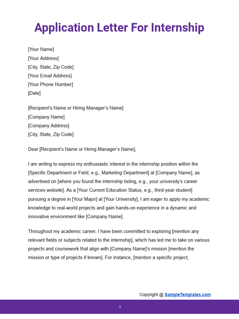 Internship Application Letter Sample | PDF | Learning | Human Communication