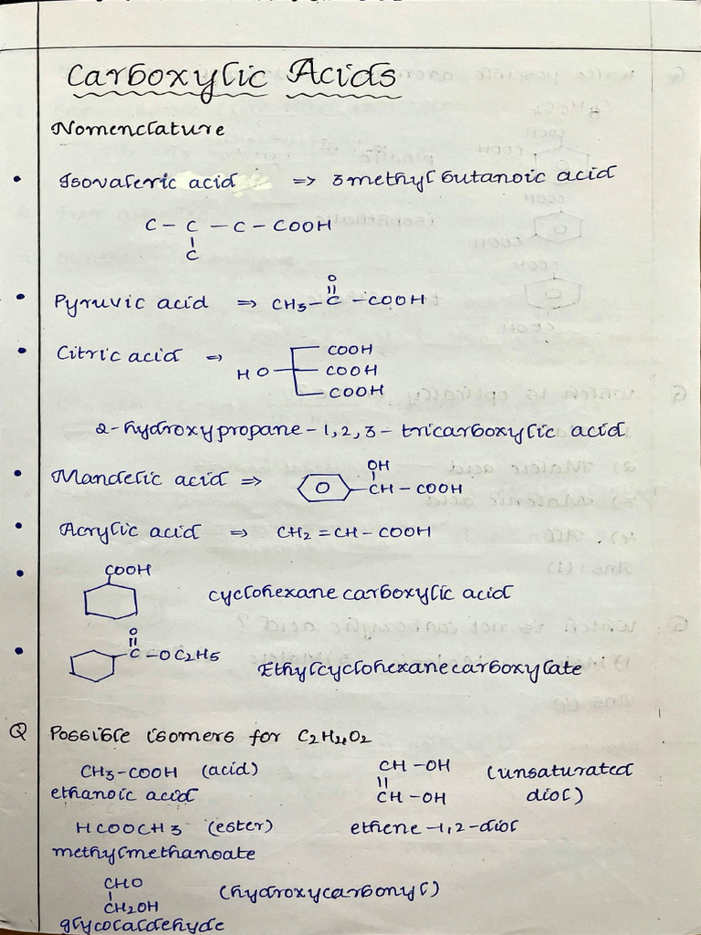 Carboxylic Acids 12th organic chem notes | PDF