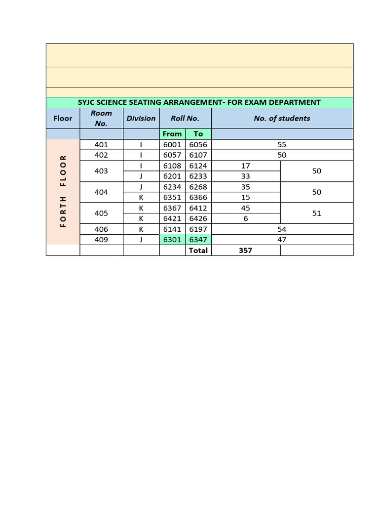 Seating Arrangement Science-1 | PDF