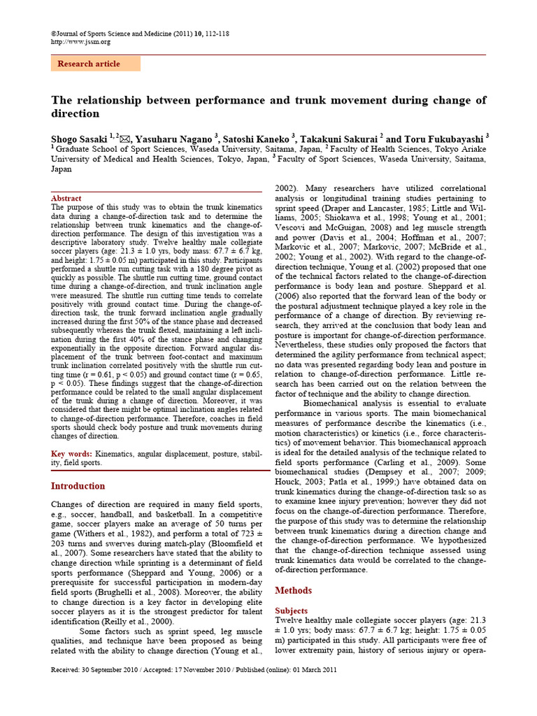 The Relationship Between Performance and Trunk Movement During Cod ...