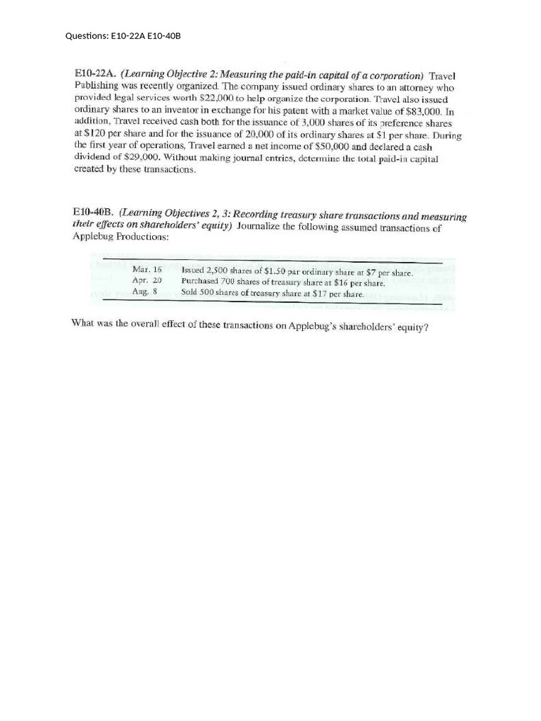 Chapter 10 (E10-22A, E10-40B) | PDF