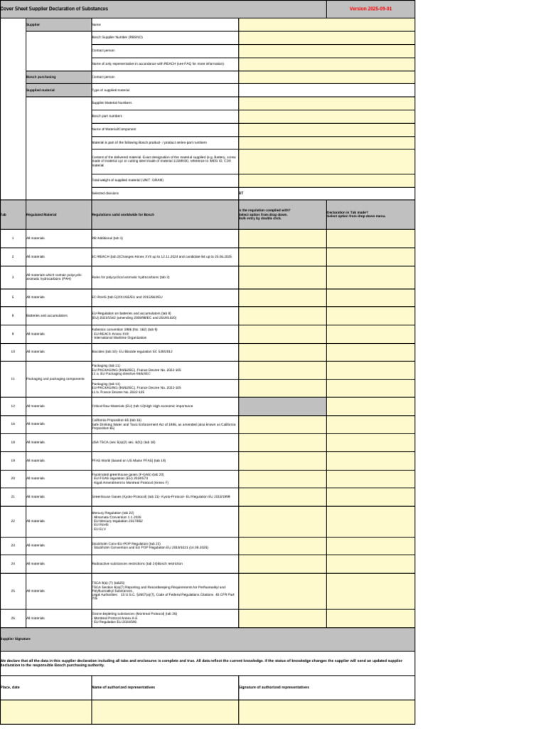 Supplier Declaration of Substances Form | PDF | Polyethylene | Chemical ...