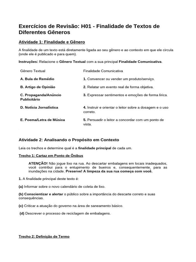 Finalidade e Gêneros Textuais | PDF | Publicidade | Comunicação