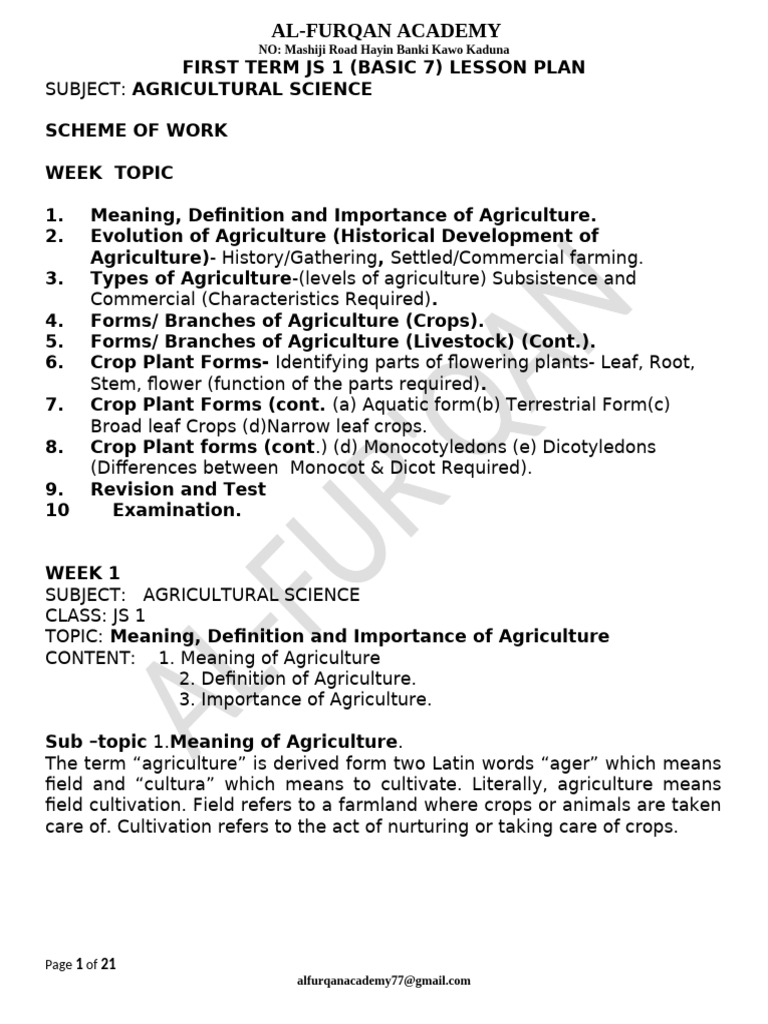 JS 1 Agricultural Science Lesson Plan | PDF | Agriculture | Beehive