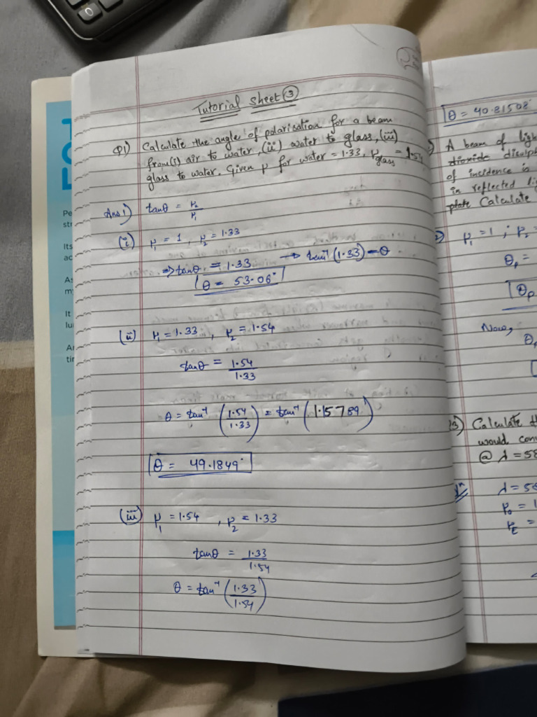 Tutorial Sheet 3 Physics | PDF
