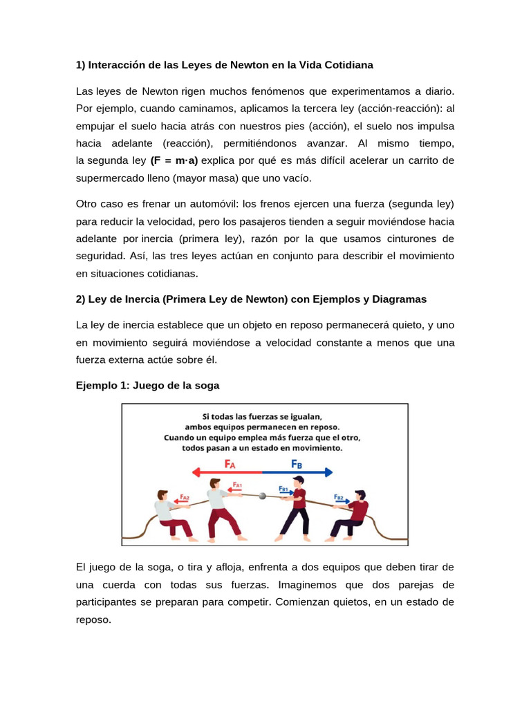 Leyes de Newton en la Vida Diaria | PDF | Fuerza | Las leyes del ...